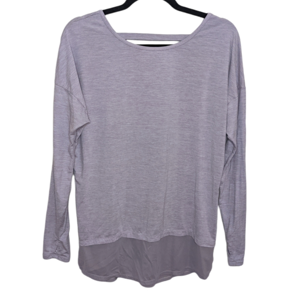 Danskin Now Light Gray Purple Long Sleeve Top 🌙✨